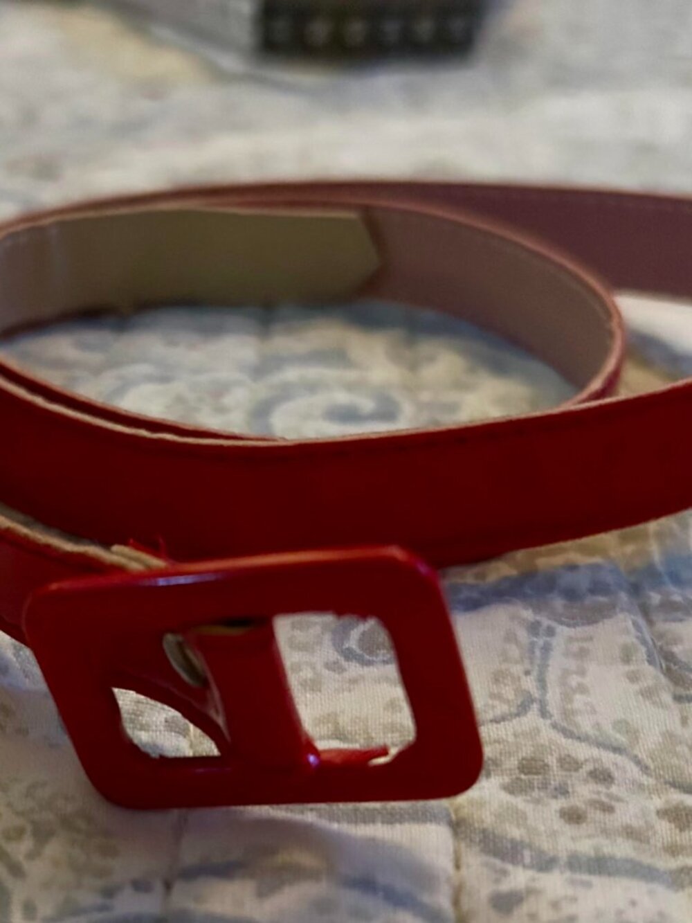 Red Narrow Leather Belt